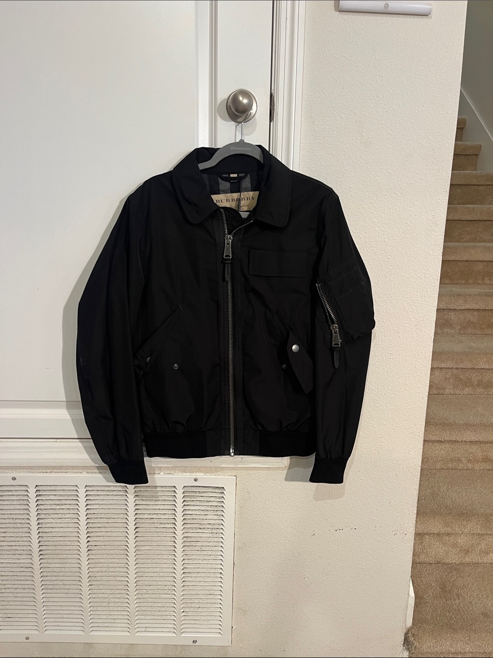 Burberry Black Men's Zip-Up Bomber Jacket